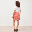 Jupe fluide doubl&eacute;e rouge corail femme