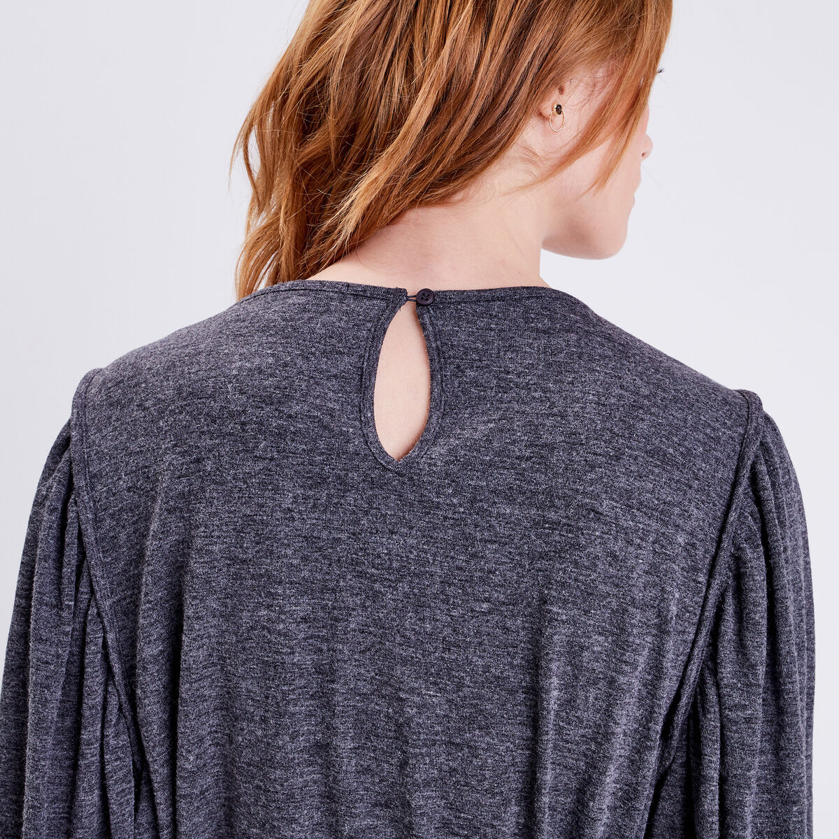 Robe droite ceintur&eacute;e gris fonc&eacute; femme