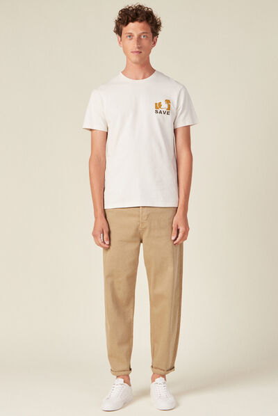 T-shirt manches courtes ecru homme