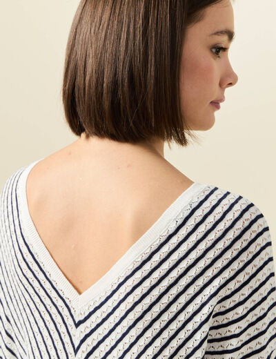 Pull manches longues ecru femme