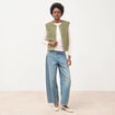 Gilet droit sans manches col rond vert kaki femme