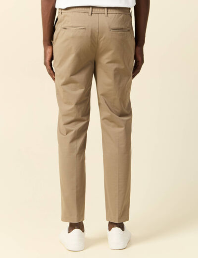 Pantalon chino stretch taupe homme
