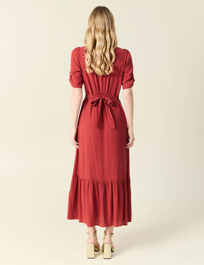 Robe longue trapèze orange foncé femme