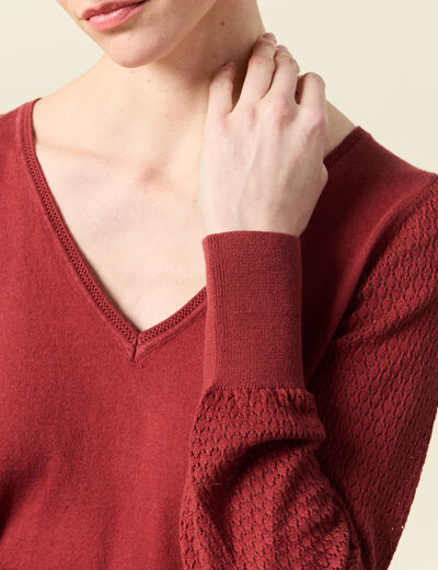 Pull manches longues vieux rose femme