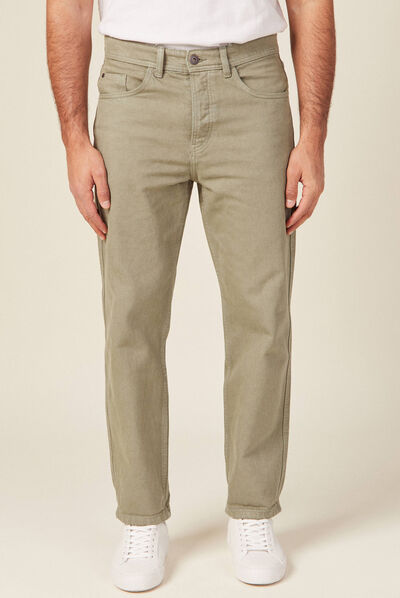Jeans relaxed 5 poches vert kaki homme