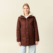 Parka droite &agrave; capuche marron fonc&eacute; femme