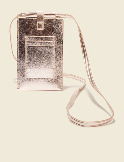 Pochette de téléphone couleur or femme