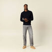Pull manches longues bleu marine homme