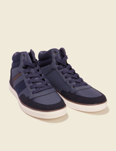 Baskets montantes à lacets bleu marine homme