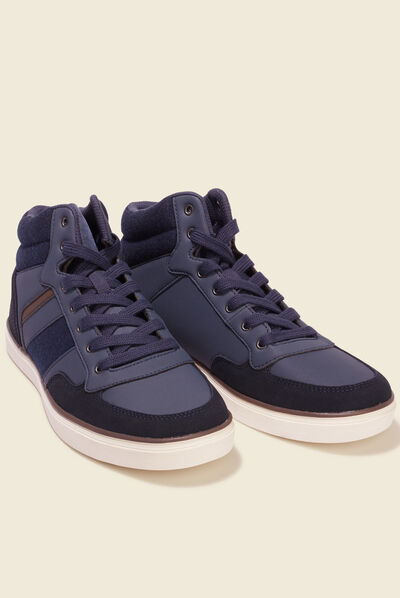 Baskets montantes à lacets bleu marine homme