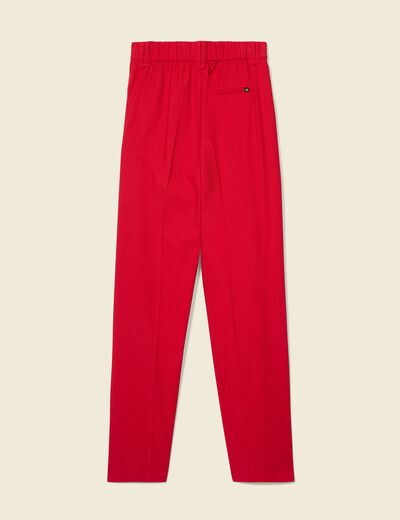 Pantalon city large à pinces rouge femme