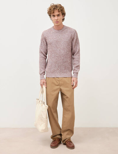 Pull manches longues marron fonc&eacute; homme