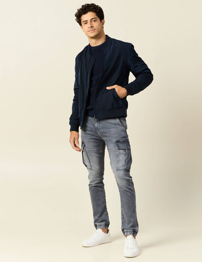 Jeans battle à coulisse denim gris homme