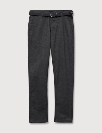 Pantalon chino avec ceinture gris fonc&eacute; homme