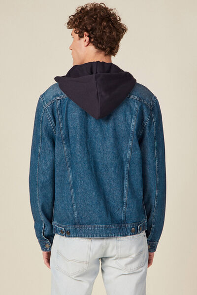 Blouson en jean à capuche denim stone homme