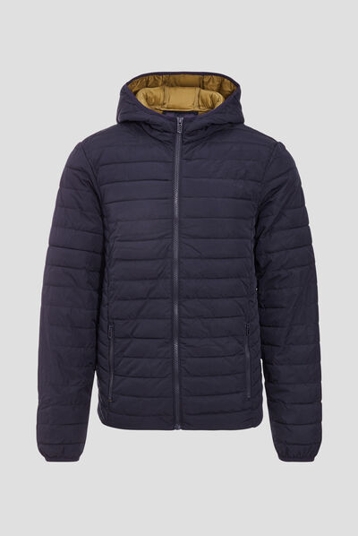 Doudoune droite à capuche bleu marine homme