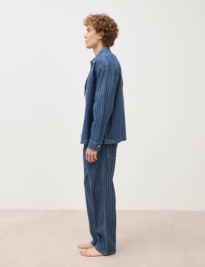Surchemise oversize en jeans coton denim stone homme