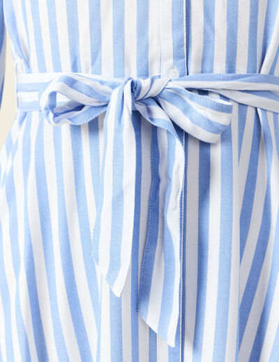 Robe longue évasée ceinturée bleu ciel femme