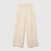 Pantalon large taille haute ceinture jaune pastel femme