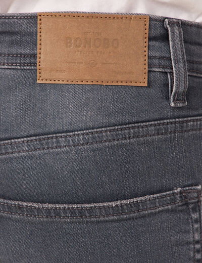 Jeans tapered 5 poches denim gris homme