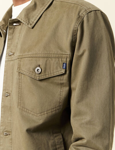 Blouson boutonné vert kaki homme