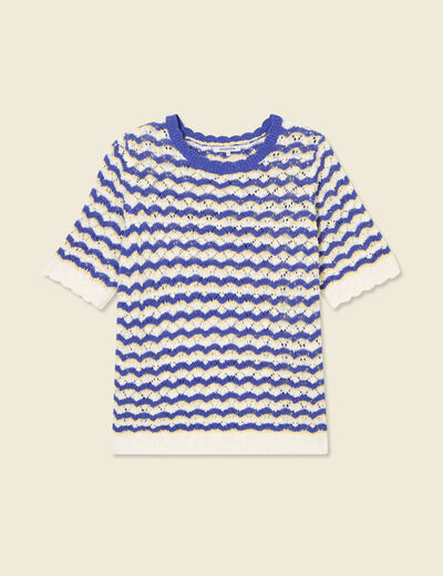 Pull manches courtes bleu electrique femme