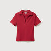 T-shirt polo ajust&eacute; c&ocirc;tel&eacute; en coton bordeaux femme