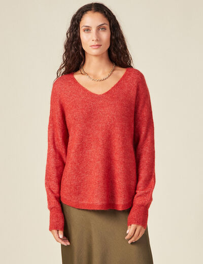 Pull éco-responsable rouge foncé femme