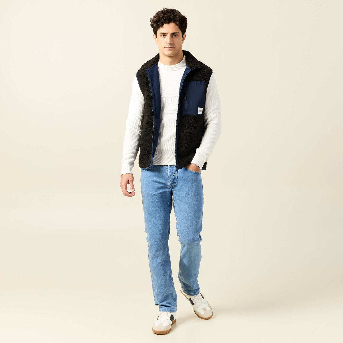 Pull manches longues ecru homme