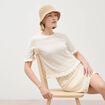 Pull ajour&eacute; droit manches courtes ecru femme