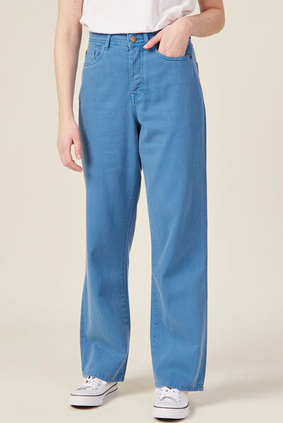 Pantalon large éco-responsable bleu femme