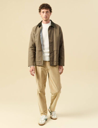 Pull col rond ecru homme