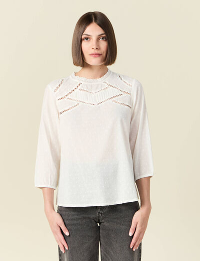 Blouse manches 3/4 ecru femme