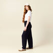 Pantalon large à pinces bleu foncé femme