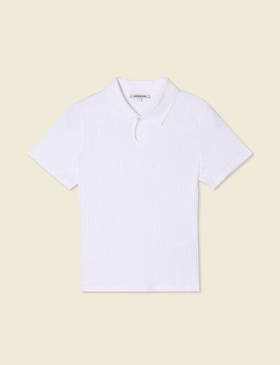 Polo manches courtes blanc femme