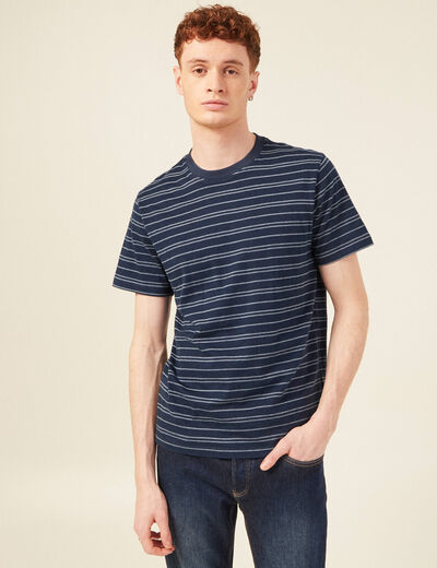 T-shirt en coton manches courtes bleu marine homme