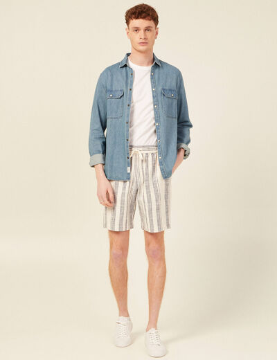 Bermuda large à coulisse ecru homme