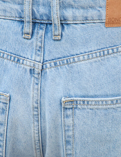Jeans loose taille standard en coton denim bleach femme