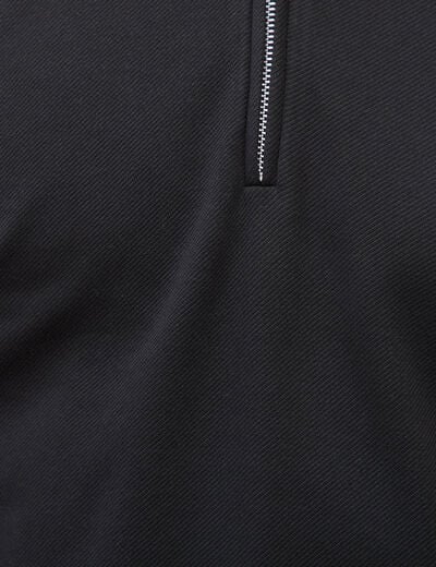Polo droit manches longues noir homme