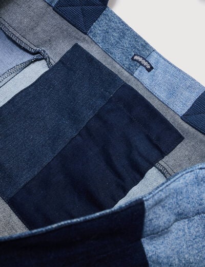 Sac cabas bandouli&egrave;re en coton jeans denim brut femme