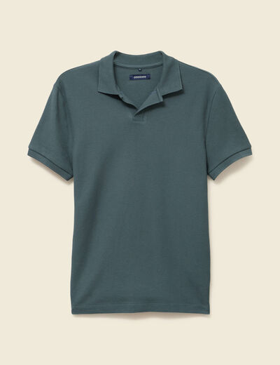Polo cintré manches courtes en coton vert foncé homme