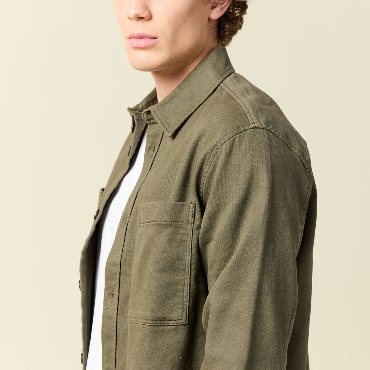 Surchemise manches longues taupe homme