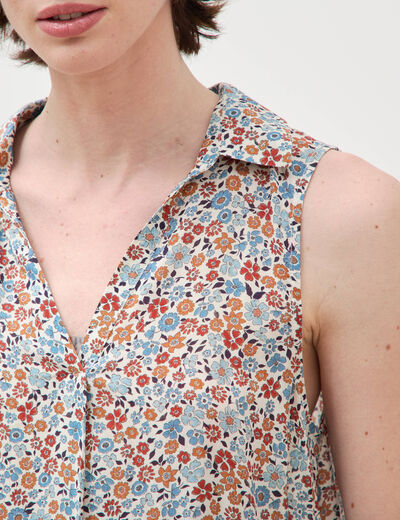 Blouse sans manches bleu gris femme