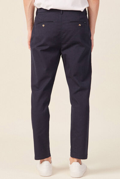 Pantalon chino 7/8ème bleu marine homme