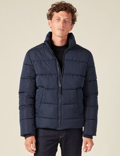 Doudoune droite zippée bleu marine homme