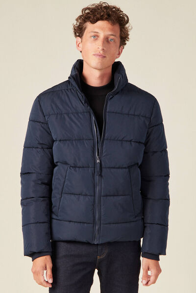 Doudoune droite zippée bleu marine homme