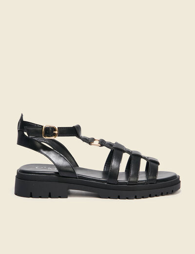 Sandales crantées noir femme