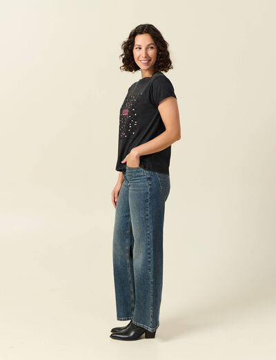 T-shirt en coton noir femme