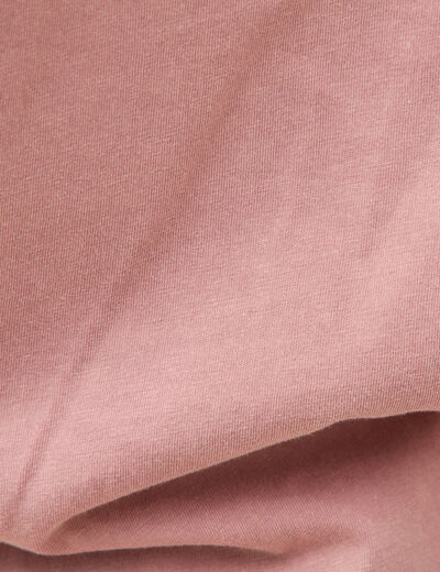 T-shirt col rond manches courtes vieux rose femme