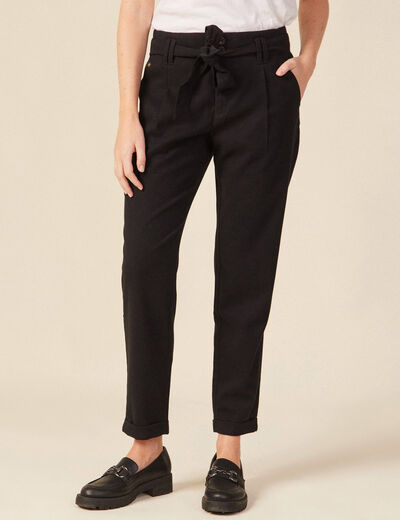 Pantalon paperbag noir femme